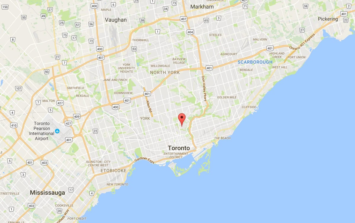 Rosedale bölgesinde Toronto haritası 
