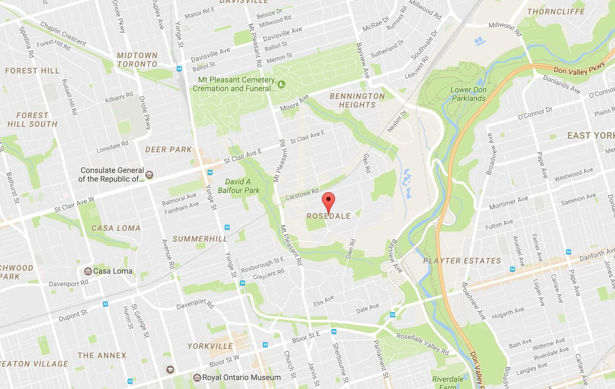 Rosedale mahalle Toronto haritası 