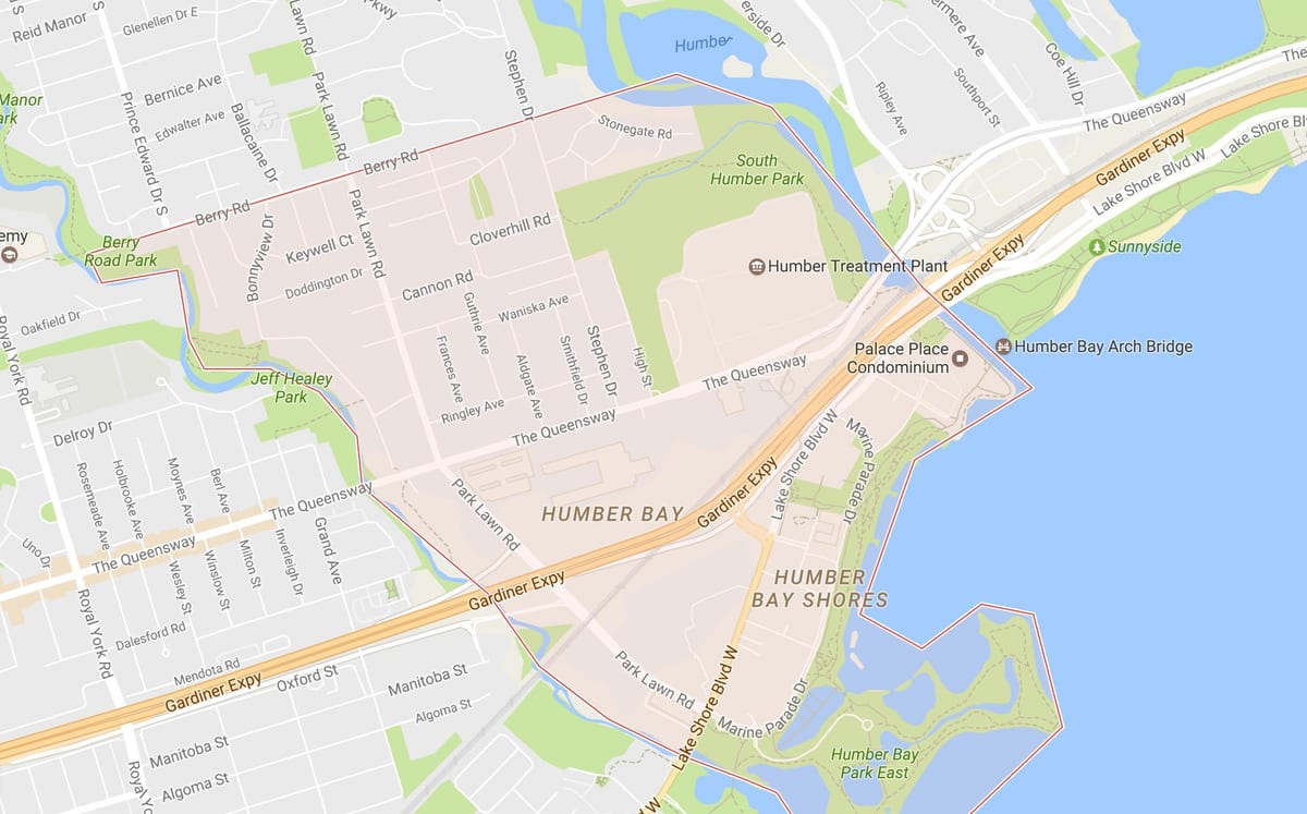 Sandy haritası-Queensway mahalle mahalle Toronto