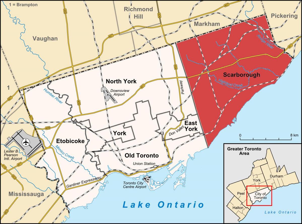 Scarborough, Toronto haritası 