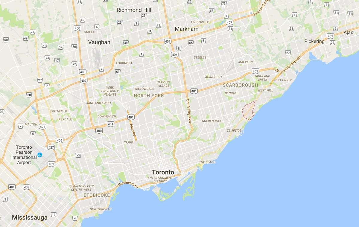 Scarborough Village, Toronto bölgesi haritası 