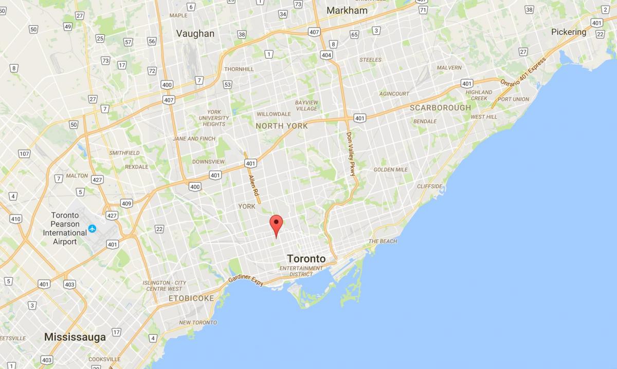 Seaton Village bölgesinde Toronto haritası 