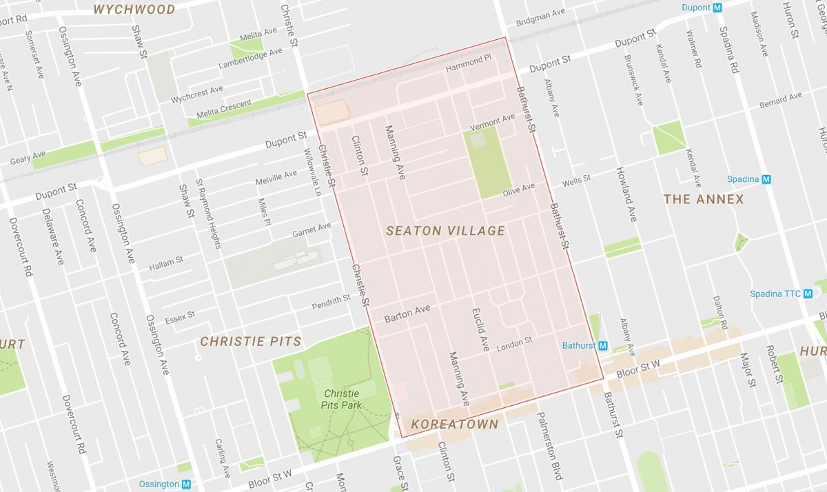 Seaton Village, Toronto mahalle haritası 