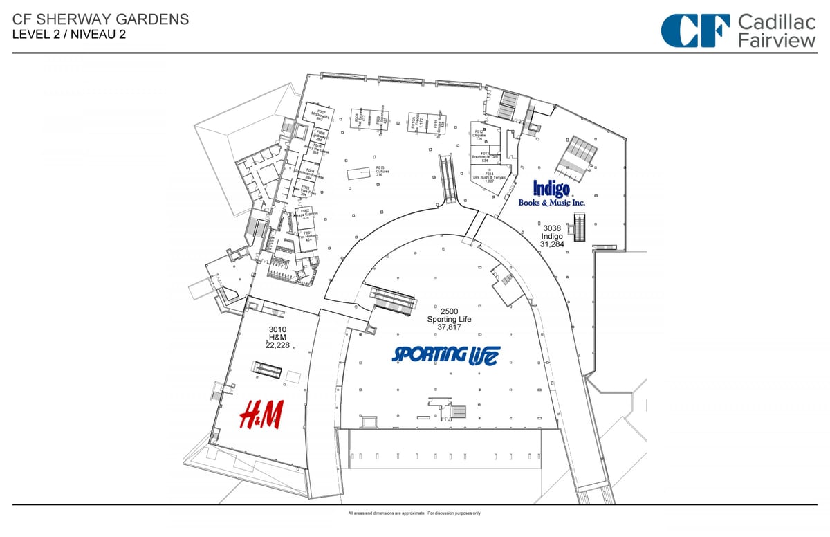 2 Sherway haritası Bahçeleri seviyesi 