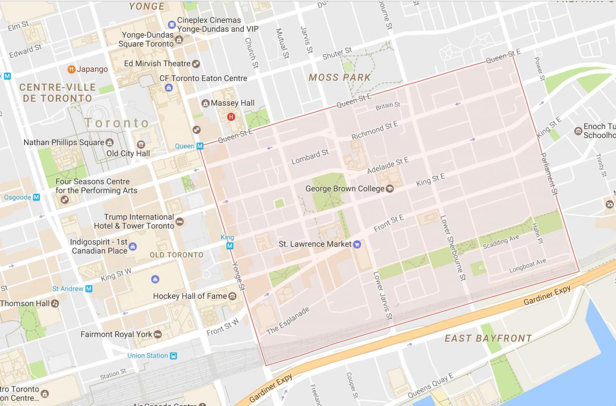 St. Lawrence mahalle Toronto haritası 