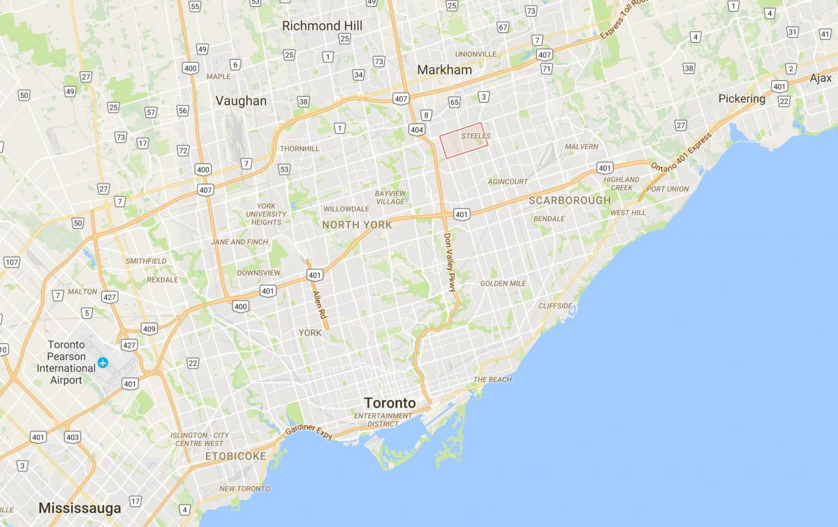 Steeles ilçe Toronto haritası 