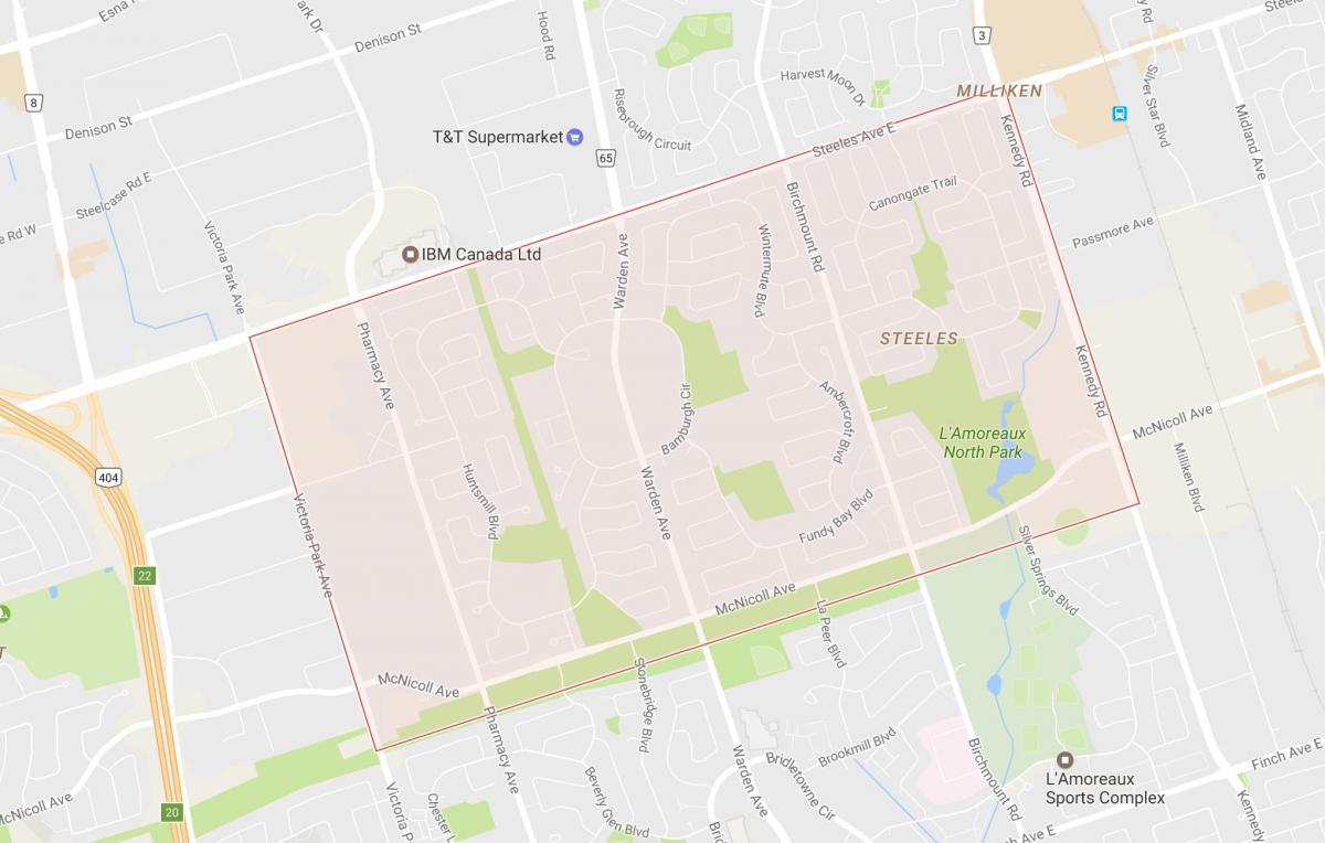 Steeles mahalle Toronto haritası 
