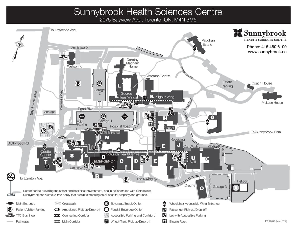 Sunnybrook Sağlık Bilimleri merkezi haritası - SHSC