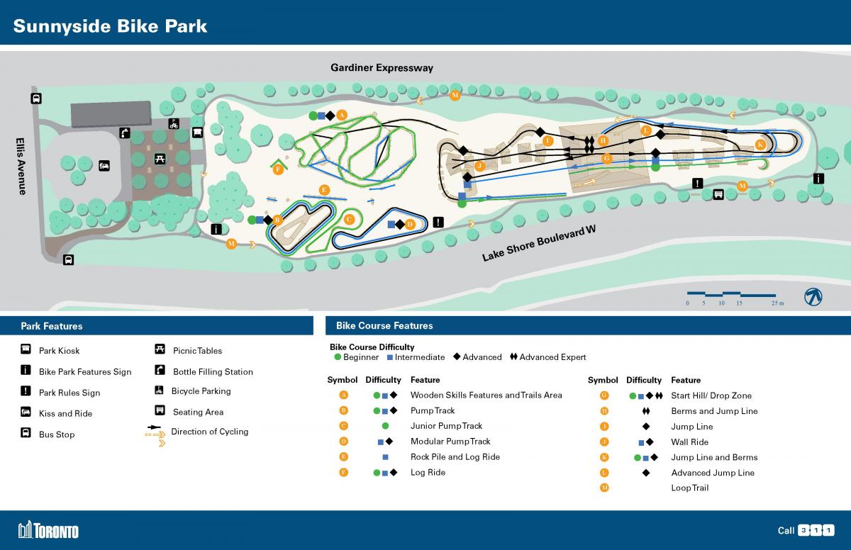 Sunnyside Bisiklet Park Toronto haritası 