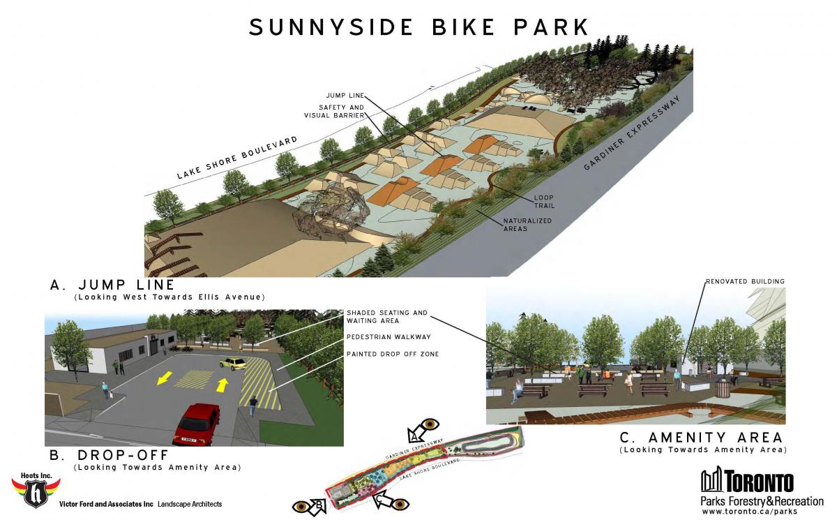 Sunnyside bisiklet park Toronto harita satır atlama 