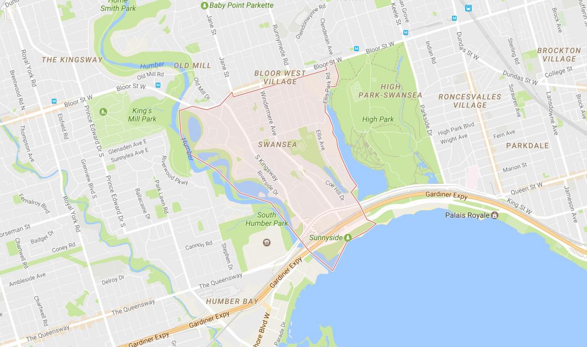Swansea mahalle Toronto haritası 