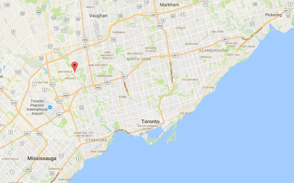 Thistletown ilçe Toronto haritası 