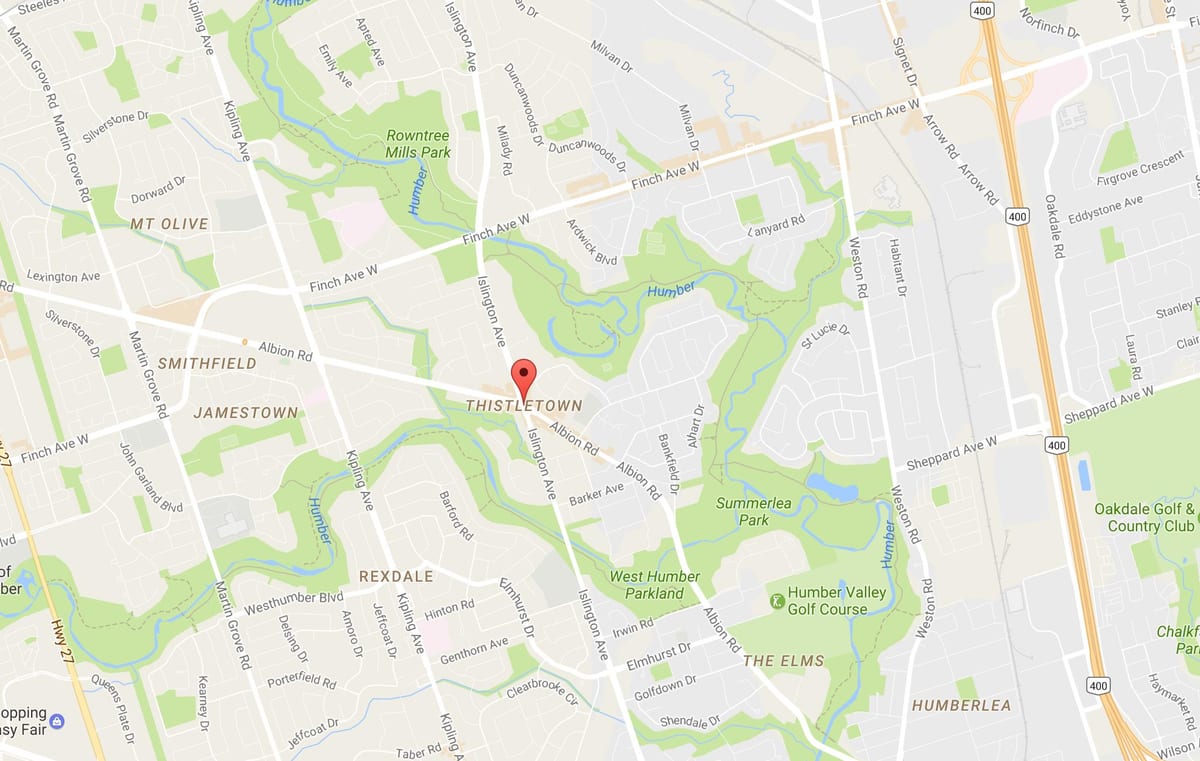 Thistletownneighbourhood mahalle Toronto haritası 