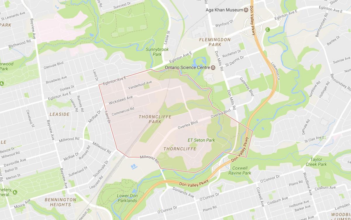 Thorncliffe Park mahalle Toronto haritası 
