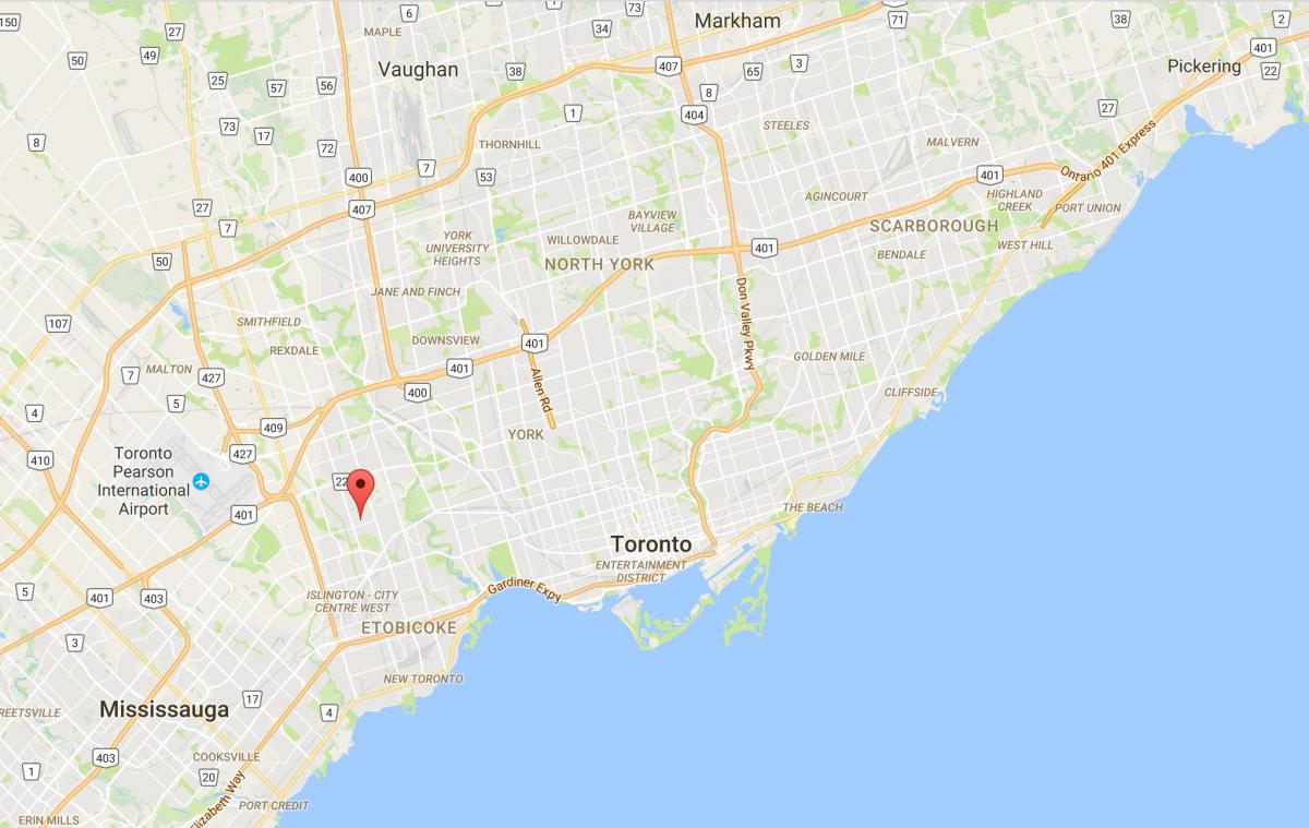 Thorncrest Köyü bölgesinde Toronto haritası 