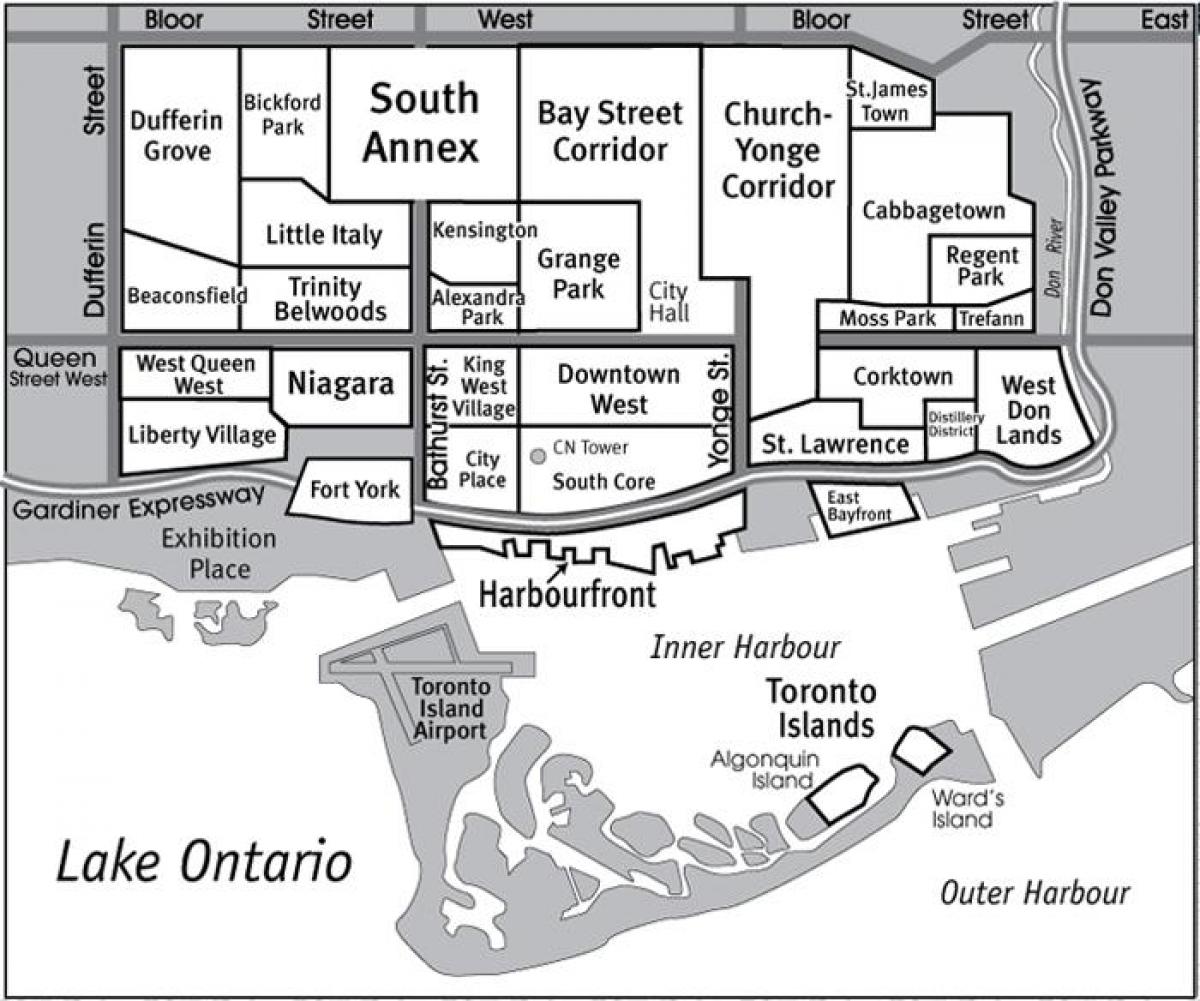 Toronto haritası Mahalle rehberi
