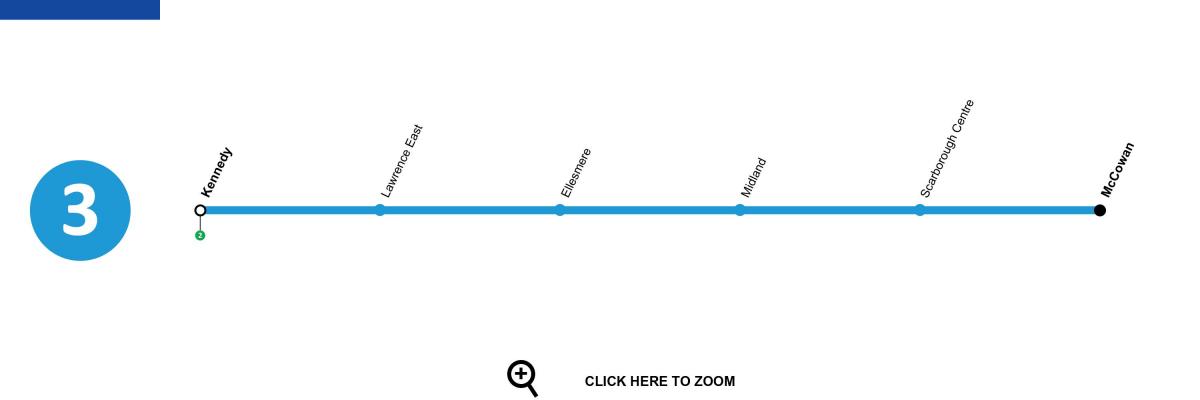 Toronto haritası metro hattı 3 Scarborough RT
