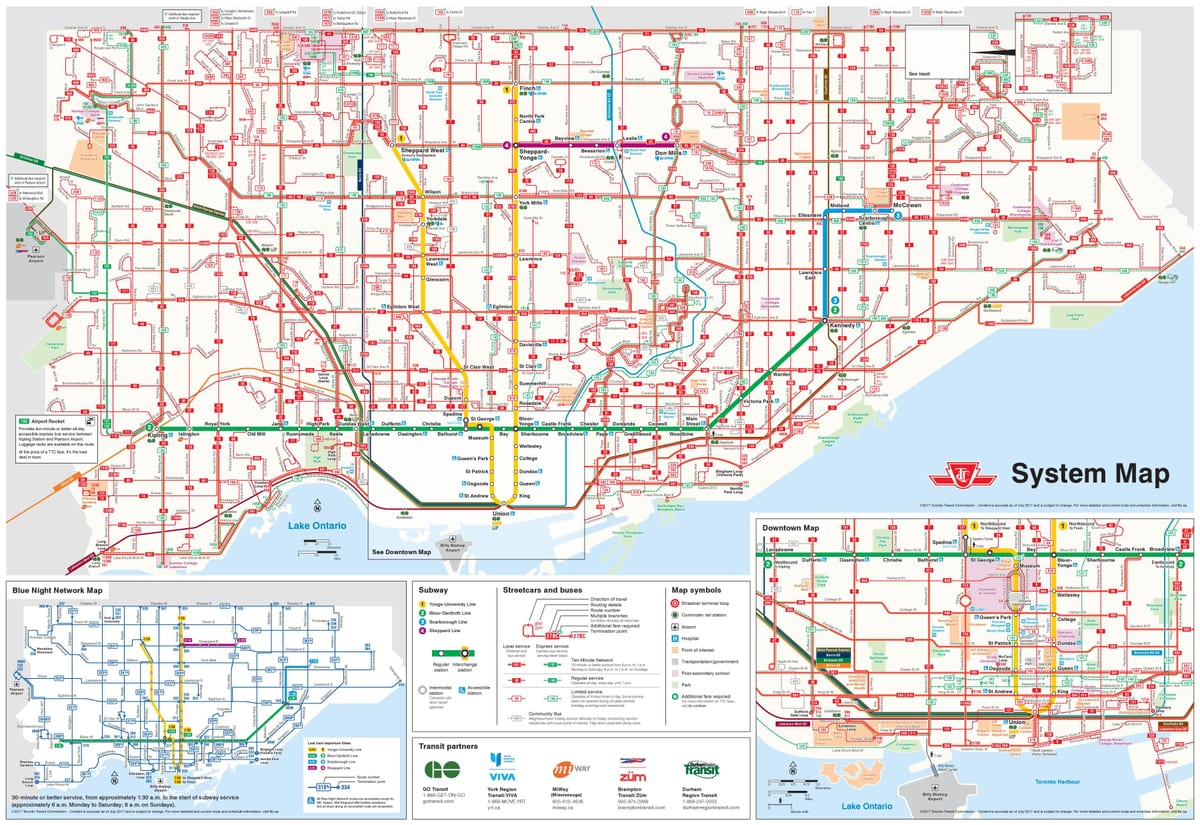 Toronto haritası otobüs