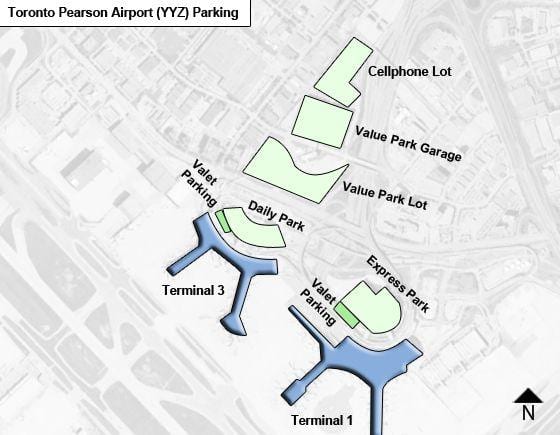 Toronto haritası havaalanı Pearson otopark
