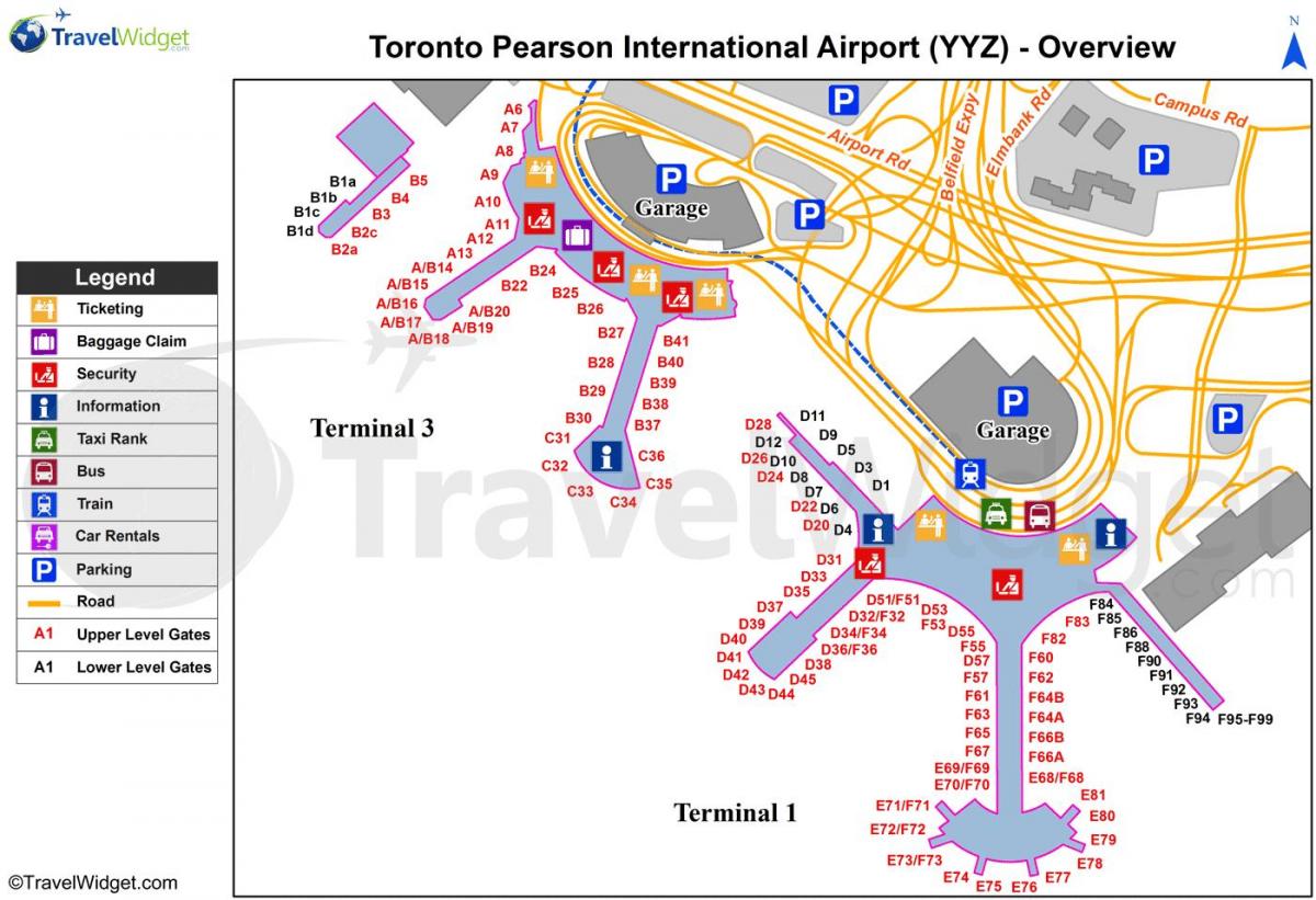 Toronto Pearson Uluslararası Havaalanı Haritayı göster