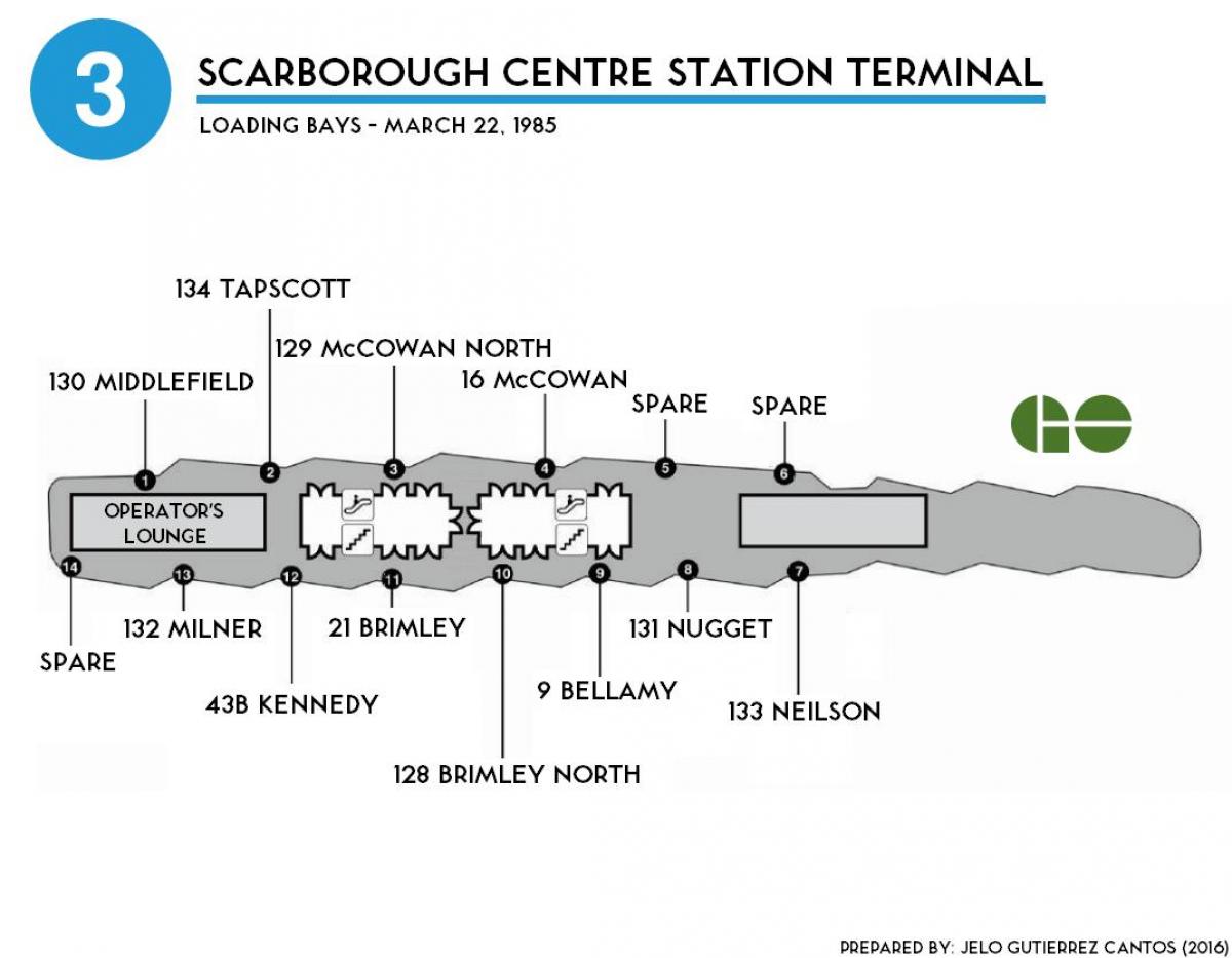 Toronto haritası Scarborough merkezi istasyonu terminal