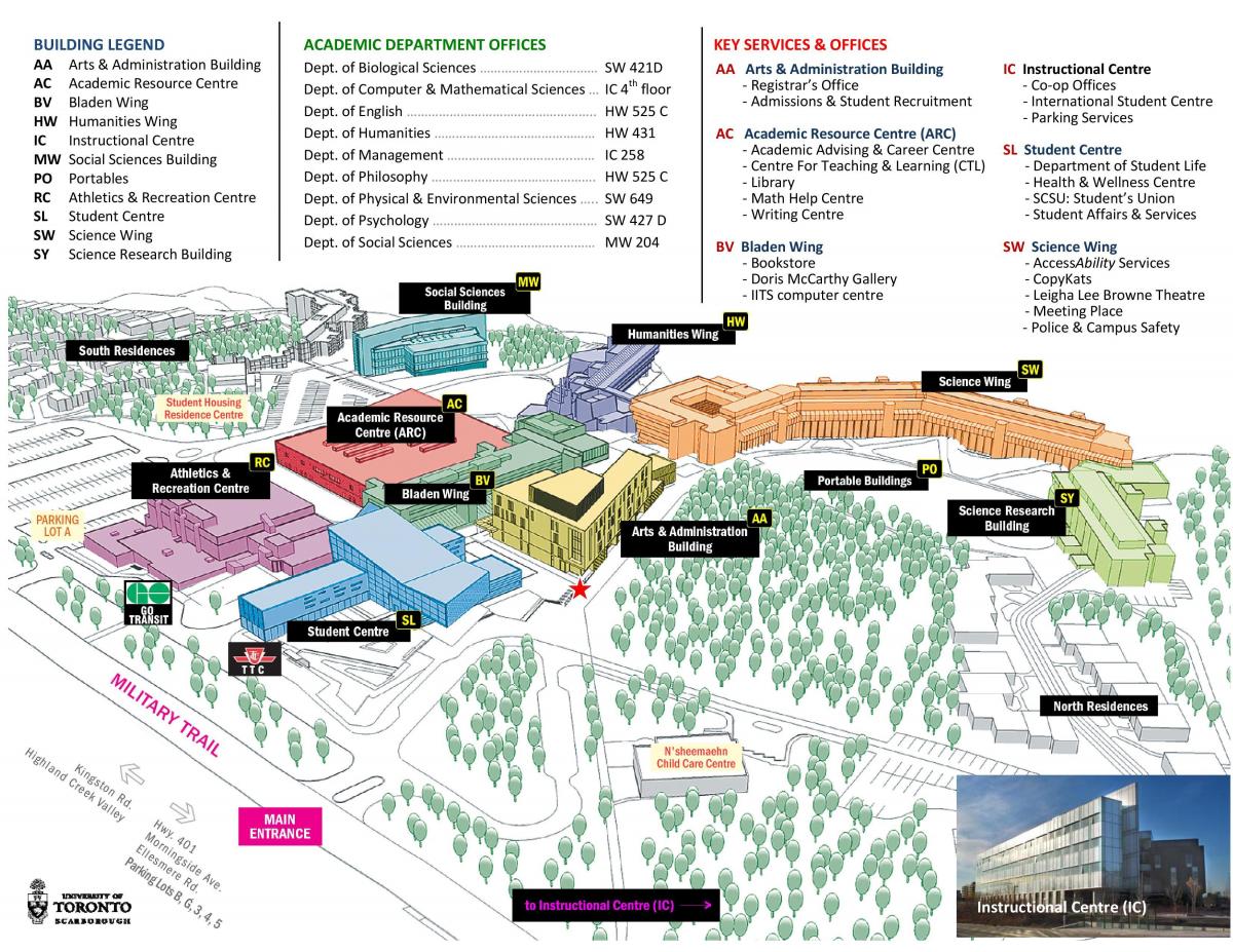 Toronto Üniversitesi Scarborough haritası kampüs