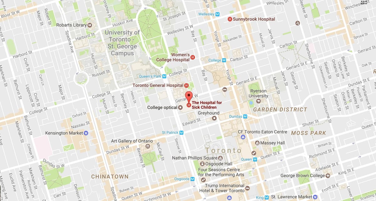 Sickkids Toronto haritası 