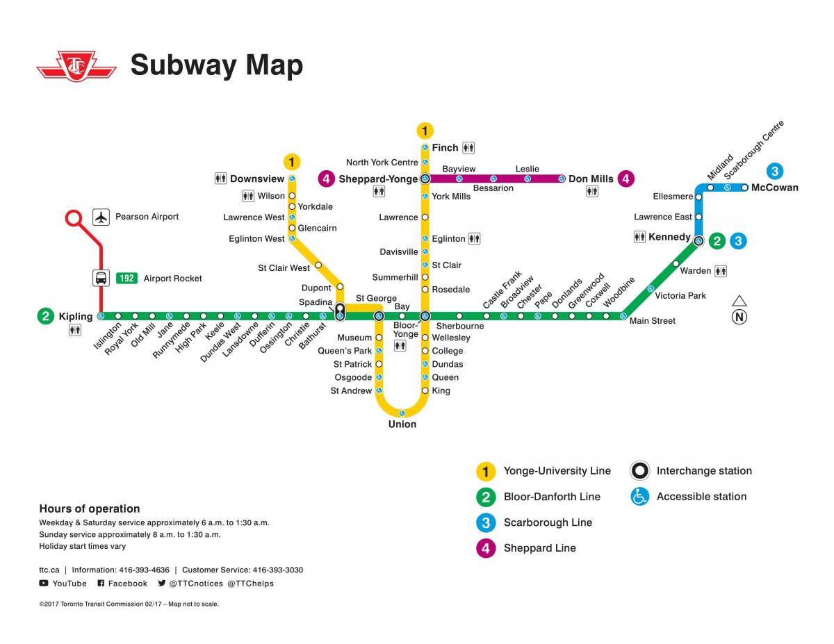Toronto haritası TTC metro