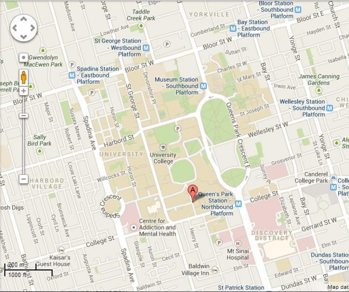 Toronto Üniversitesi St. George haritası 