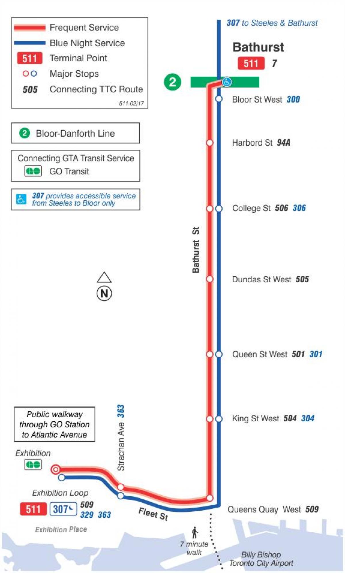 511 tramvay hattı haritası Bathurst
