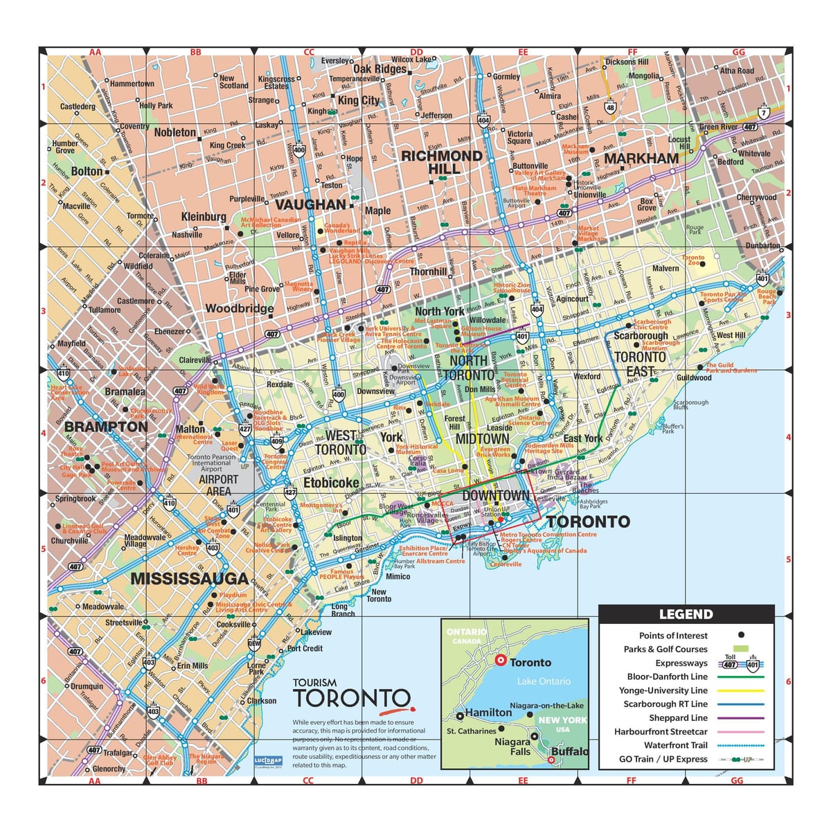 Turistik haritası Toronto