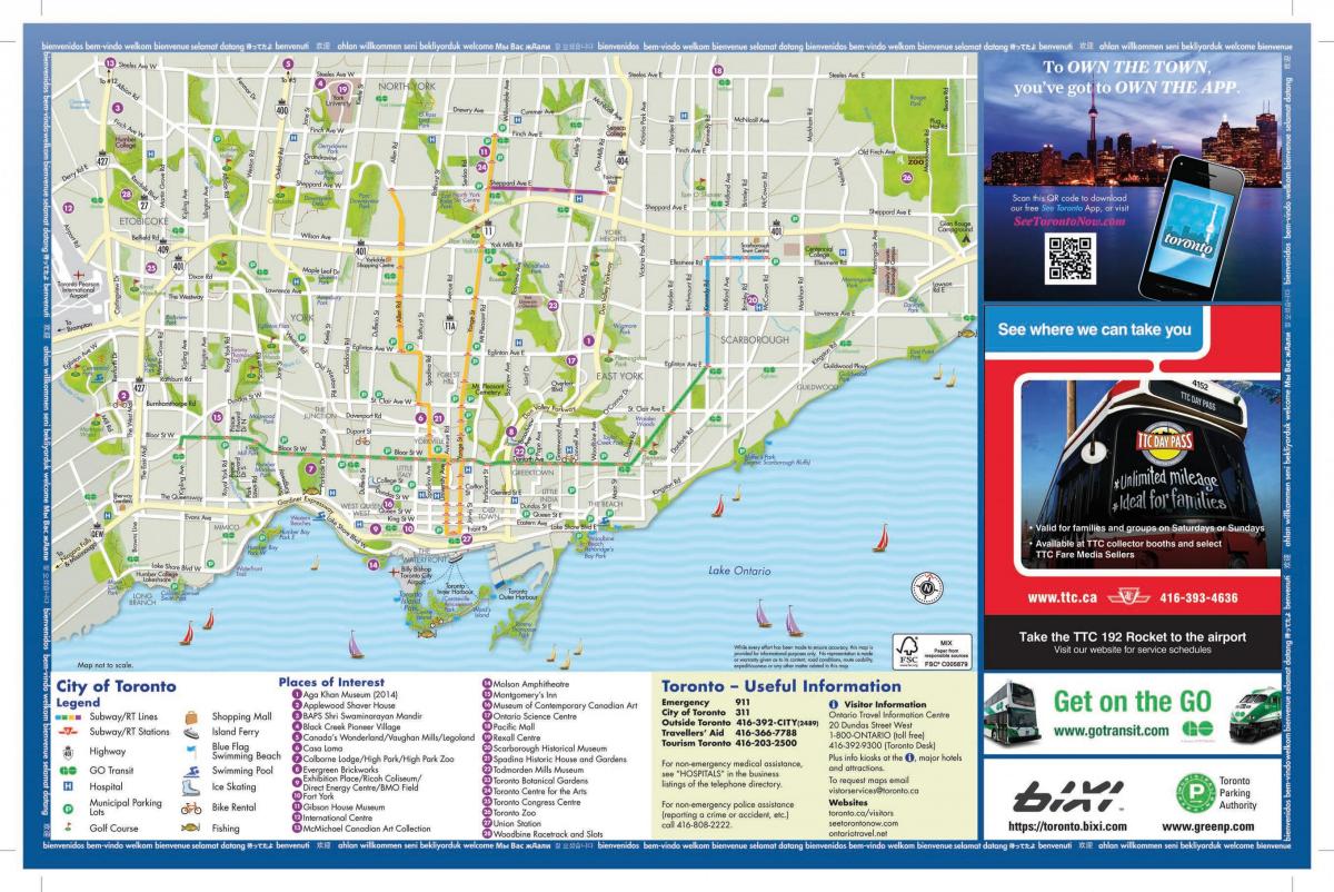 Turizm Toronto haritası 