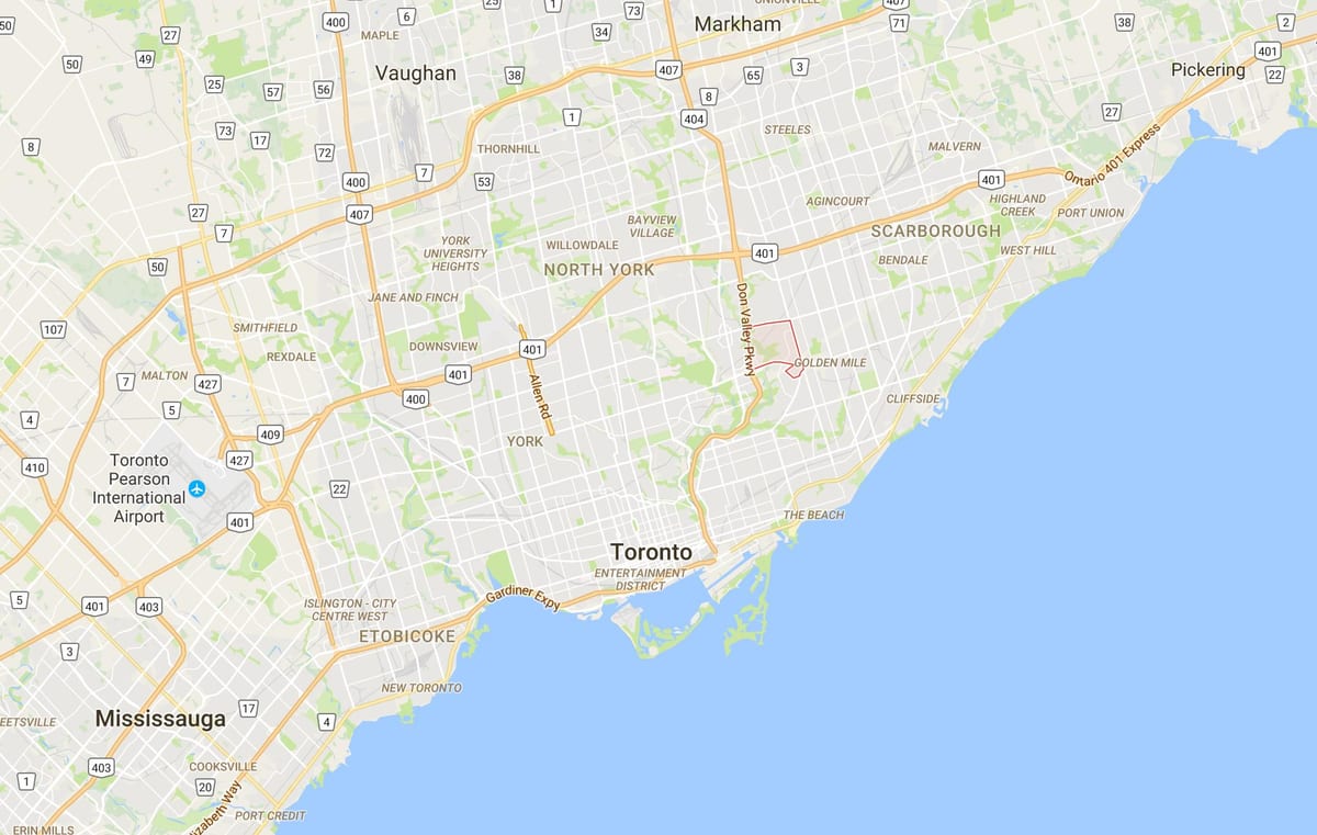 Victoria Village bölgesinde Toronto haritası 