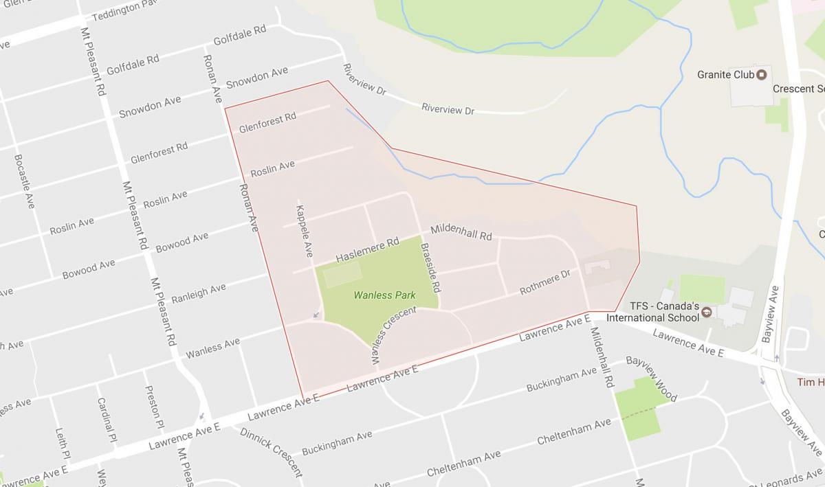 Wanless Park mahalle Toronto haritası 