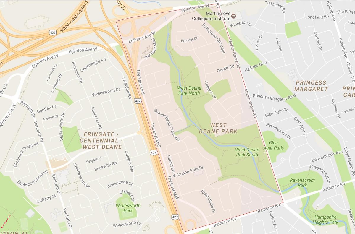 West Deane Park mahalle Toronto haritası 