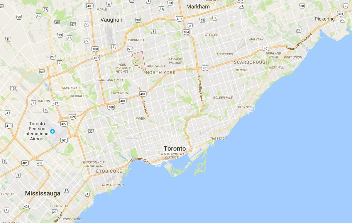 Westminster haritası–Branson bölgesinde Toronto