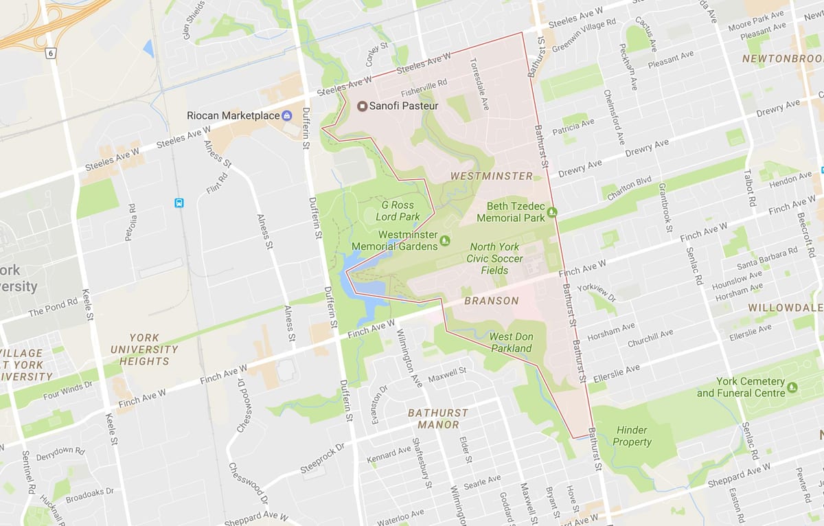 Westminster haritası–Branson mahalle Toronto
