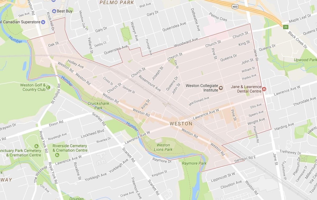 Weston mahalle Toronto haritası 