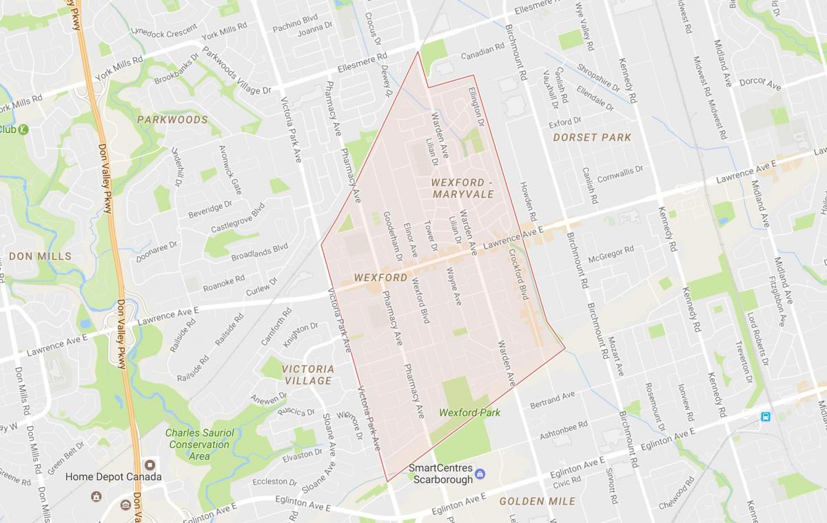 Wexford mahalle Toronto haritası 