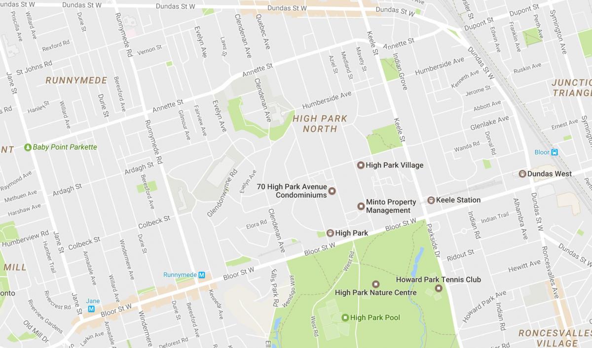 Yüksek Park mahalle Toronto haritası 