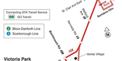 TTC 12 Kingston Rd otobüs güzergahı Toronto haritası 