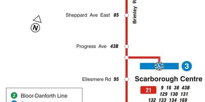 21 TTC haritası Brimley otobüs güzergahı Toronto