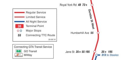TTC 30 Lambton otobüs güzergahı Toronto haritası 