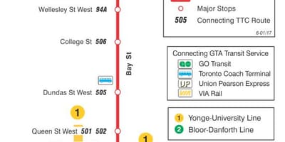 6 Bay, TTC bus route Toronto haritası 