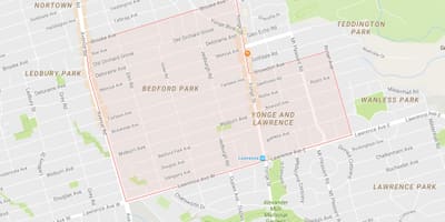 Bedford Park mahalle Toronto haritası 