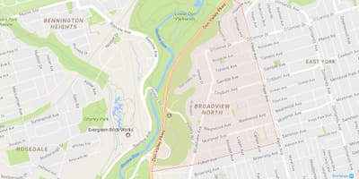 Broadview Kuzey mahalle Toronto haritası 
