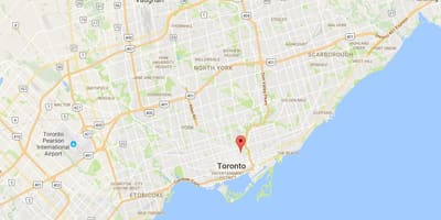 Cabbagetown bölgesinde Toronto haritası 