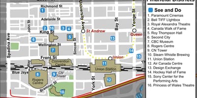 Eğlence ve finans merkezleri harita Toronto