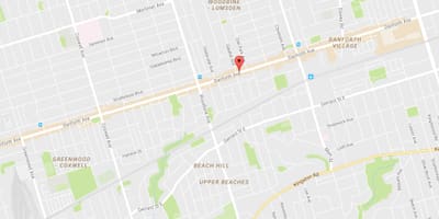 East Danforth mahalle Toronto haritası 