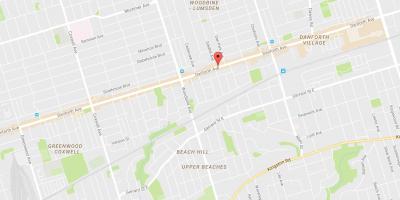 East Danforth mahalle Toronto haritası 
